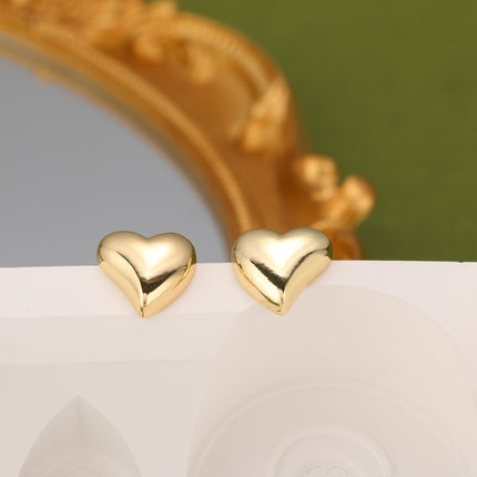 Aretes En Forma De Corazón Chapado En Oro De 14K Pendientes Para Mujer