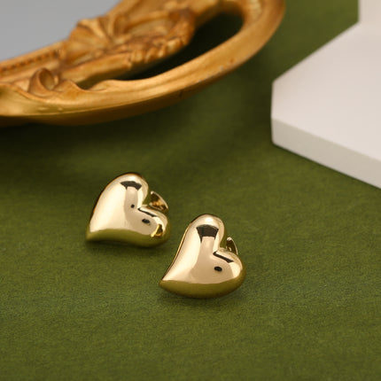 Aretes En Forma De Corazón Chapado En Oro De 14K Pendientes Para Mujer