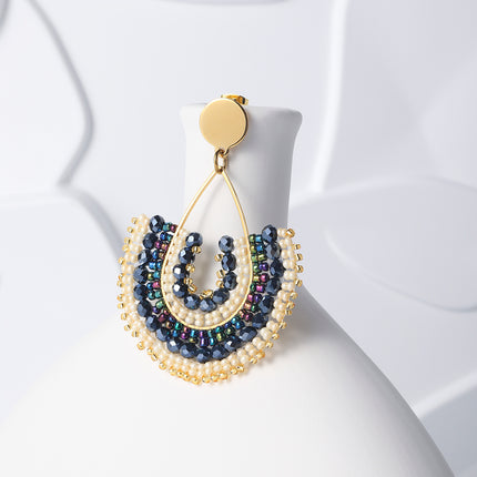 Aretes Bohemio De Acero Inoxidable En Forma De Gota Con Cuentas Multicolor