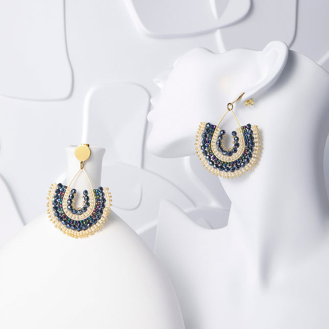 Aretes Bohemio De Acero Inoxidable En Forma De Gota Con Cuentas Multicolor