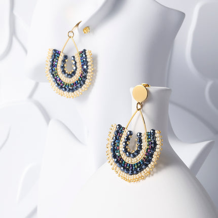 Aretes Bohemio De Acero Inoxidable En Forma De Gota Con Cuentas Multicolor