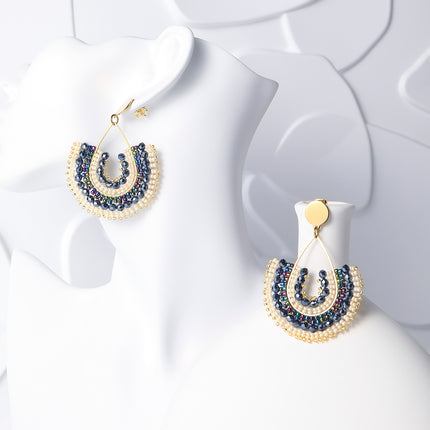 Aretes Bohemio De Acero Inoxidable En Forma De Gota Con Cuentas Multicolor