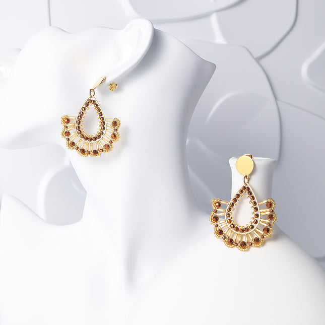 Aretes Bohemio De Gota Ronda Oval Cristal Artificial Cuenta De Semillas