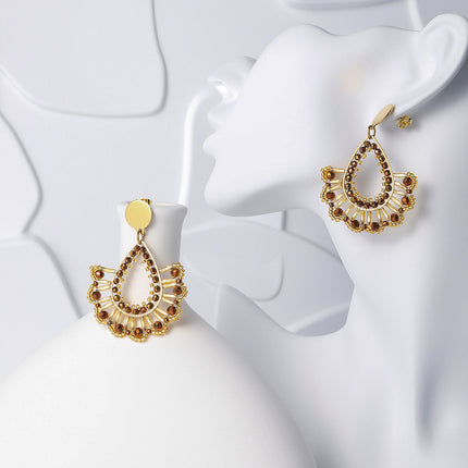 Aretes Bohemio De Gota Ronda Oval Cristal Artificial Cuenta De Semillas