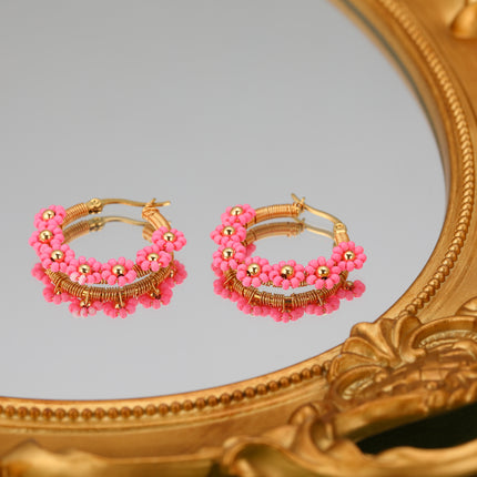 Aretes Con Diseño De Flor En Acero Inoxidable Estilo Bohemios
