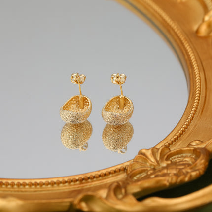 Aretes De Cobre Bañados En Oro De 14K Pendientes Diseño De Gota Vintage