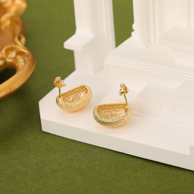 Aretes De Cobre Bañados En Oro De 14K Pendientes Diseño De Gota Vintage