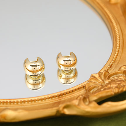 Aretes Geométricos De Cobre Con Baño De Oro De 14K Pendientes Simple