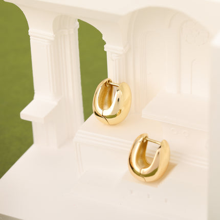 Aretes Geométricos De Cobre Con Baño De Oro De 14K Pendientes Simple