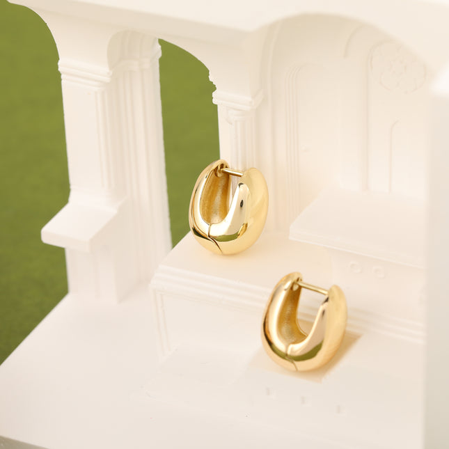 Aretes Geométricos De Cobre Con Baño De Oro De 14K Pendientes Simple