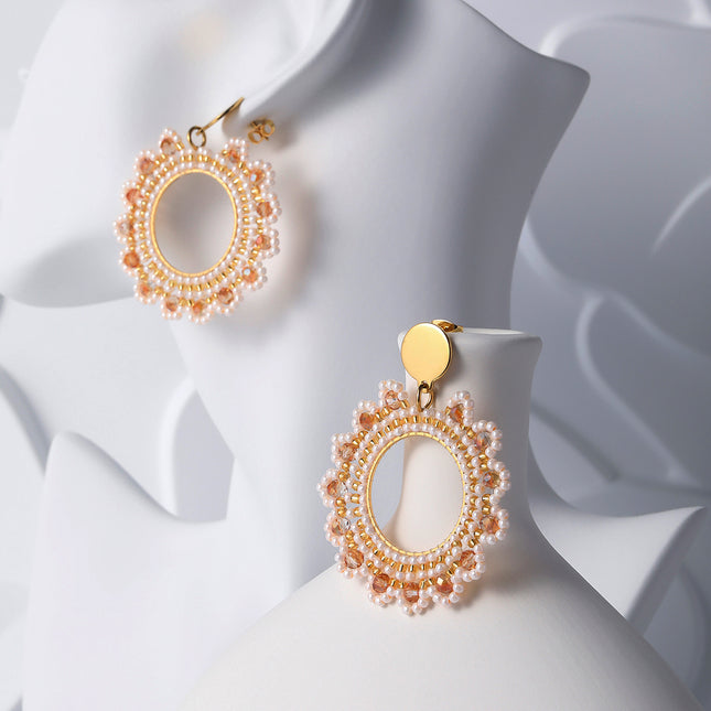 Aretes Largos Bohemios Con Cuentas Multicolor En Forma De Sol