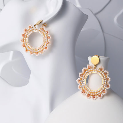 Aretes Largos Bohemios Con Cuentas Multicolor En Forma De Sol