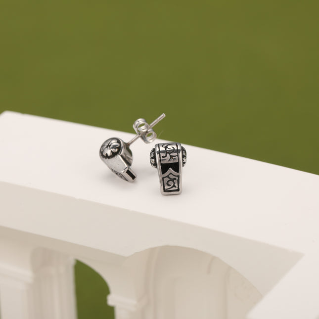 Pendientes Con Diseño De Silbato Aretes Para Hombre De Acero Inoxidable Chapado En Plata