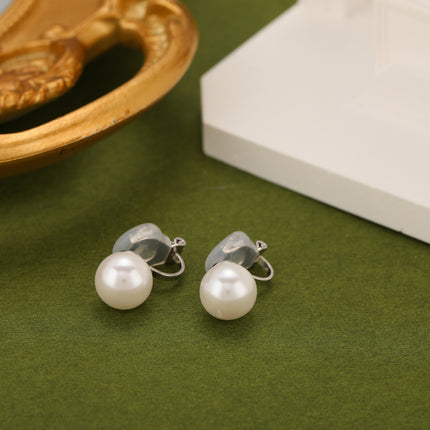 Aretes En La Oreja De Perla Sintética Ear Cuff Estilo Simple En Cobre