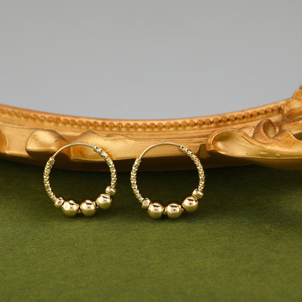 Aretes Vintage Brillantes De Esferas Doradas, Oro De 14K Y Cobre