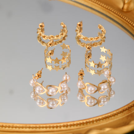 Aretes Aleación Metálicos Con Estrellas Y Corazones Diseño Versátil