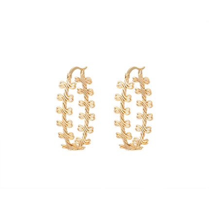 Aretes Arracadas Simples En Cobre Dorado Estilo Minimalista