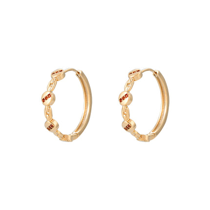 Aretes Arracadas En Cobre Con Elegante Incrustación De Zirconia Roja