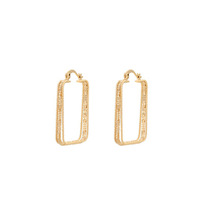 Aretes De Aro Geométrico Rectangular En Cobre De Estilo Simple