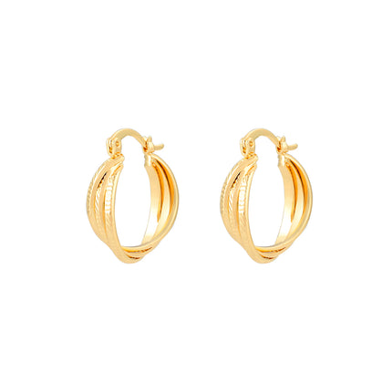 Aretes De Cobre Dorados Con Diseño De Torcido, Estilo Elegante Y Chic