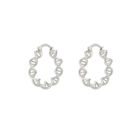 Aretes Arracadas Plateados Con Diseño De Corte, En Cobre Estilo Simple