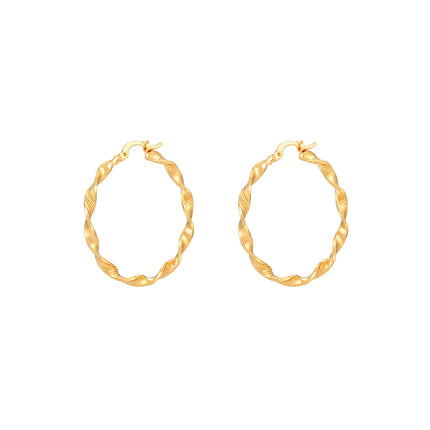 Aretes De Aro Dorado En Cobre Con Diseño Trenzado Estilo Clásicos