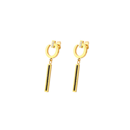 Aretes Largos Con Colgante Delicado En Forma De Barra