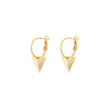 Aretes Arracadas De Acero Colgante De Triángulo Brillantes Estilo Simple