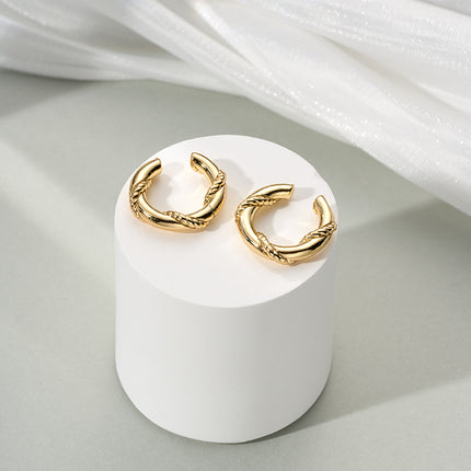 Aretes Earcuff De Estilo Trenzado Retro En C, Pendiente Chapado En Oro 14K