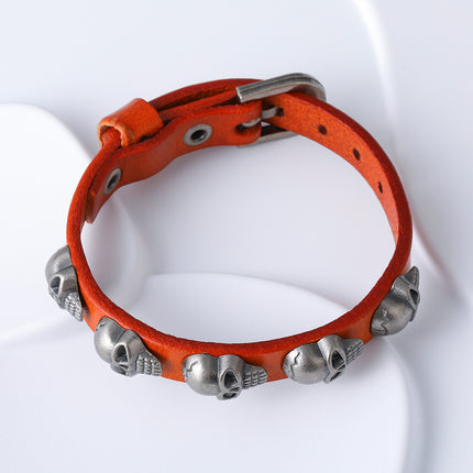 Pulseras Artesanales De Hilo Con Cabeza De Calavera Y Cuerda De PU