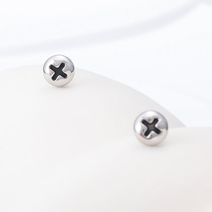 Pendientes Hip-Hop De Acero Inoxidable Con Diseño De Tuerca Y Tornillo Para Hombre