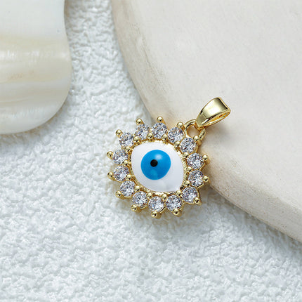 4pcs Set Colgantes De Cobre Chapado En Oro Con Ojo Diablo Para Collar