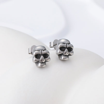 Pendientes Con Diseño De Calavera Vintage Y Moda Aretes Para Hombre De Acero Inoxidable