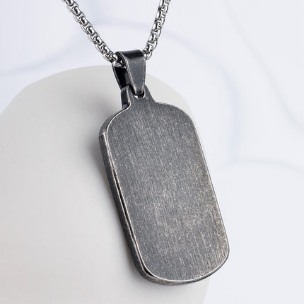 Collar Con Diseño Colgante De Escudo Cuadrado Vintage Para Hombre De Acero Inoxidable