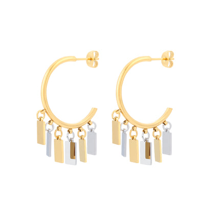 Aretes Arracadas En Acero Con Colgante De Lentejuelas Bicolor