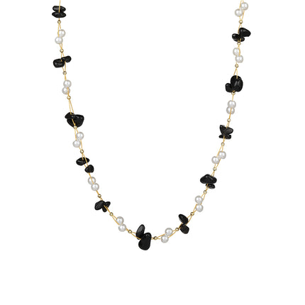 Collar De Piedras De Colores Con Cuentas De Moda Con Perlas De Cristal De Cadena De Acero Inoxidable