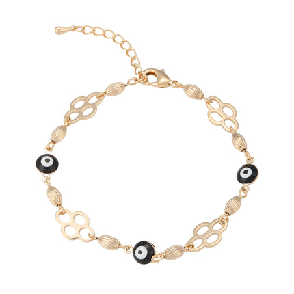 Pulsera De Cadena Con Ojo Negro Minimalista En Cobre, Diseño Elegante