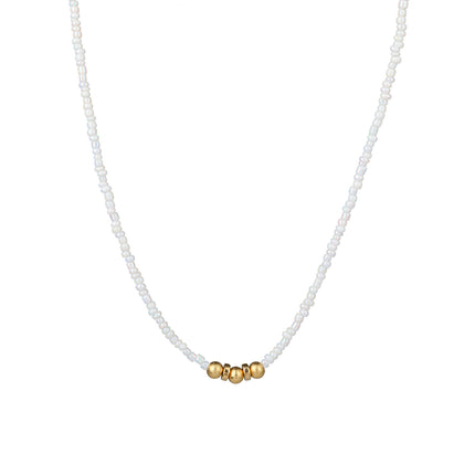 Collar Sencillo De Cuentas Blancas Elegantes De Lujo Leve A La Moda Casual