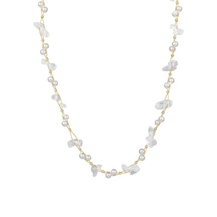 Collar De Piedras De Colores Con Cuentas De Moda Con Perlas De Cristal De Cadena De Acero Inoxidable