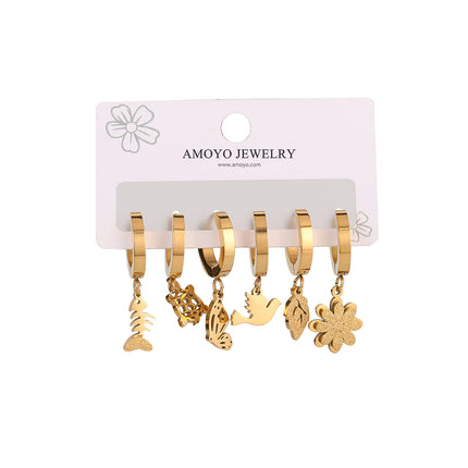 Set De Aretes Acero De Titanio Con Varios Estilos De Pendientes De Aro