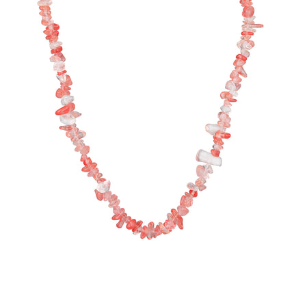 Collar De Cuentas De Grava Natural Transparente De Moda Casual Con Cadena Acero Inoxidable 316