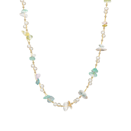 Collar De Cuentas De Piedras De Lujo Leve Con Perlas Y Diamantes De Moda