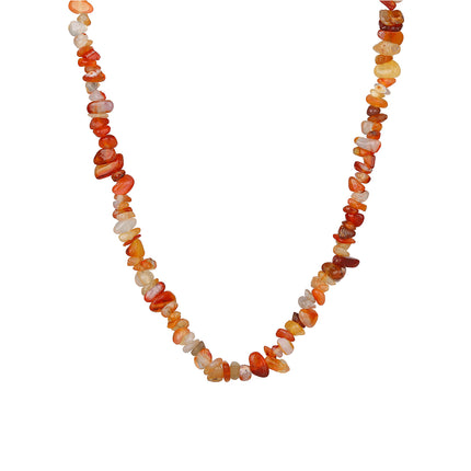 Collar De Cuentas De Grava Natural Transparente De Moda Casual Con Cadena Acero Inoxidable 316