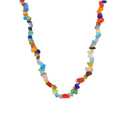 Collar De Cadena De Acero Inoxidable 316 De Cuentas De Colores De Grava Natural De Moda