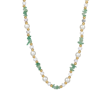 Collar De Cuentas De Piedras De Lujo Leve Con Perlas Y Diamantes De Moda