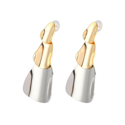 Aretes Colgantes De Geometría Metálica, Cobre Chapados En Oro 14K