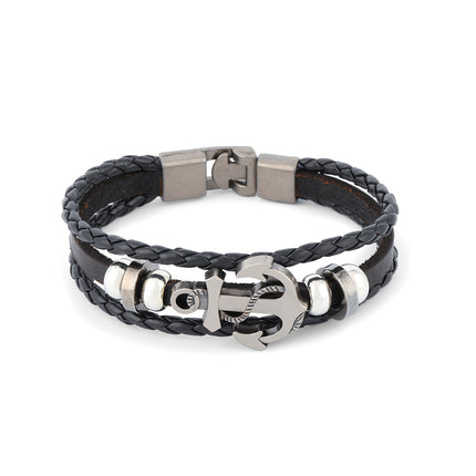 Pulseras Artesanales De Hilo Con Elemento De Ancla En Acero Inoxidable
