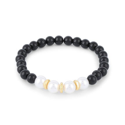 Pulsera De Cuentas Con Perlas Artificiales Y Acero Inoxidable