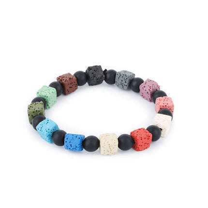 Pulsera De Acero Inoxidable Con Cuentas De Turquesa Y Esferas Negras