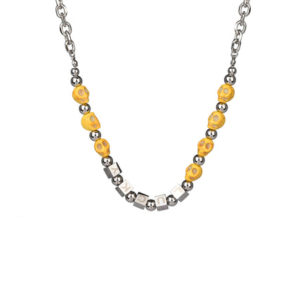 Collar De Acero Inoxidable Con Dados De LUCKY Con Acrílico De Moda Europea Y Americana